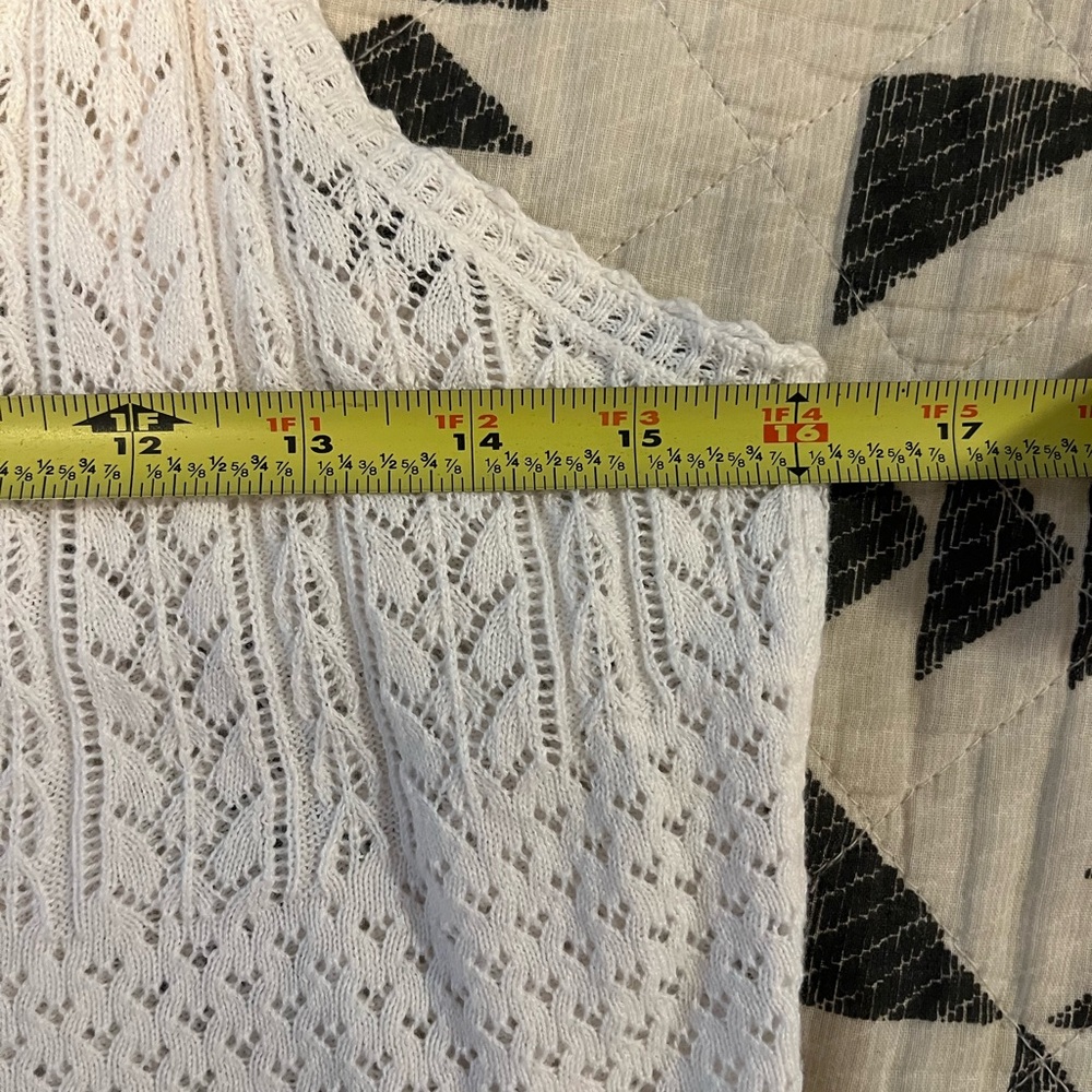 Doen Addie 100% Organic Cotton Lace Picot Trim V Neck Tank Top White Size M - Picture 8 of 13